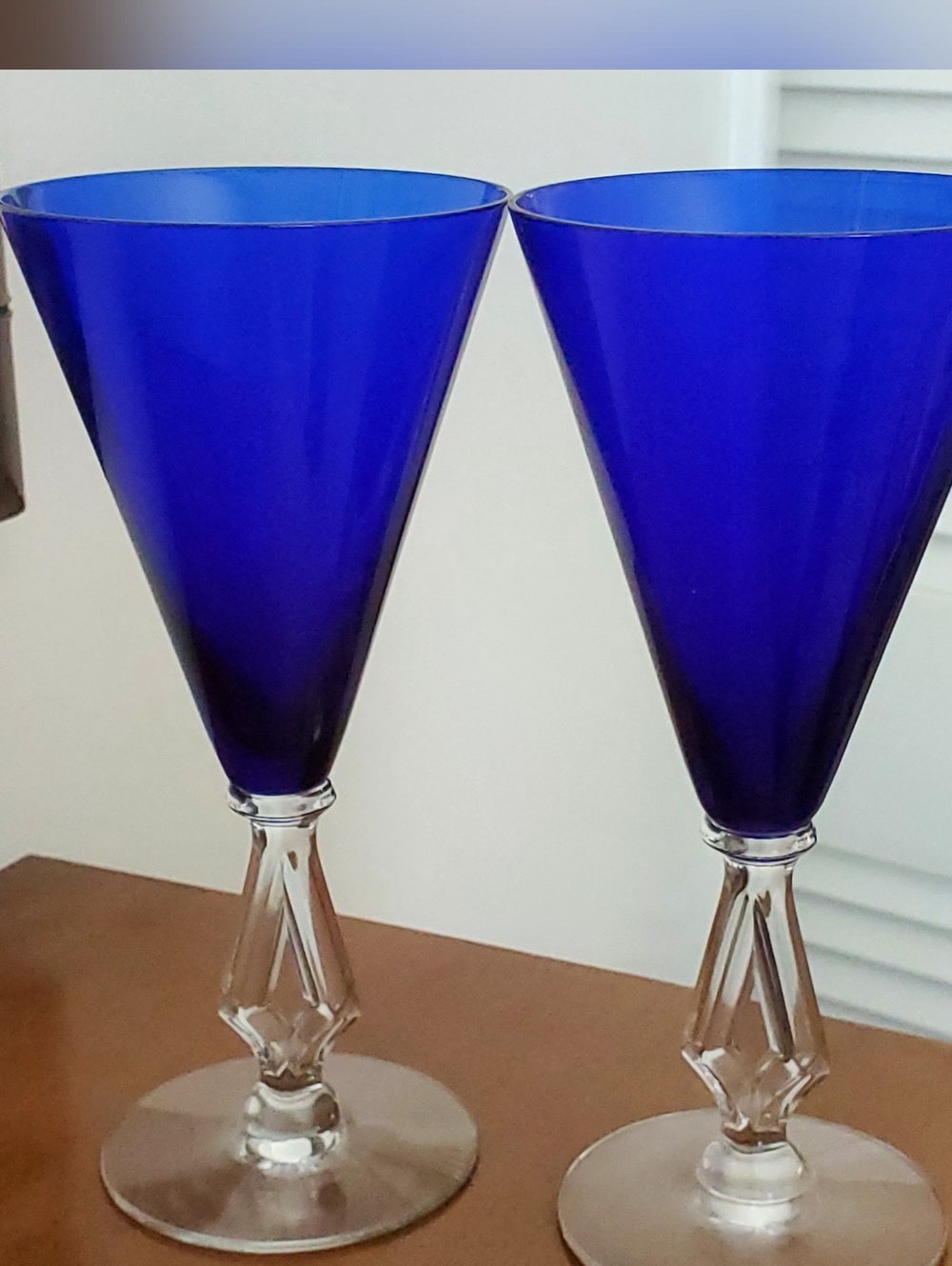 Morgantown Cobalt Blue Vintage-Style Stemmed Wine Glasses - Set of 2
